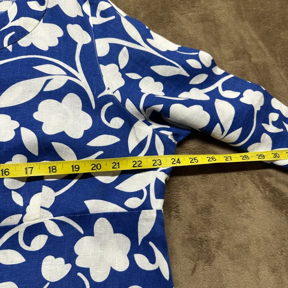 Boden Sz 18 Long Blue and White Floral Linen Midi Dress - Picture 10 of 12